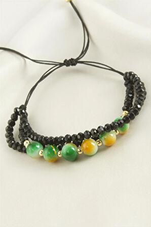 3'lü Kristal Boncuk Zincirli Bileklik