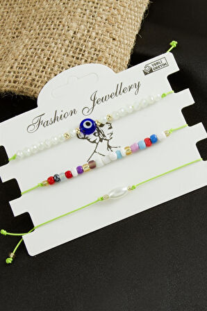 3 Adet Nazar Kristal Kum Boncuk Bileklik