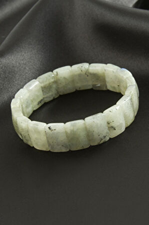 Dikdörtgen Kesim Yeşim Doğaltaşlı Bileklik