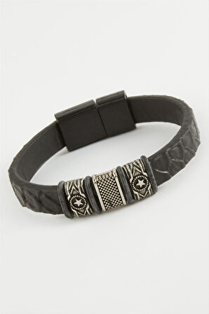 Yıldız Kaliteli Mıknatıslı Suni Deri Bileklik