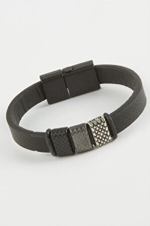 Noktalı Kaliteli Mıknatıslı Suni Deri Bileklik