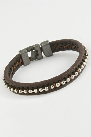 Top Metal Boncuklu Kaliteli Suni Deri Bileklikc