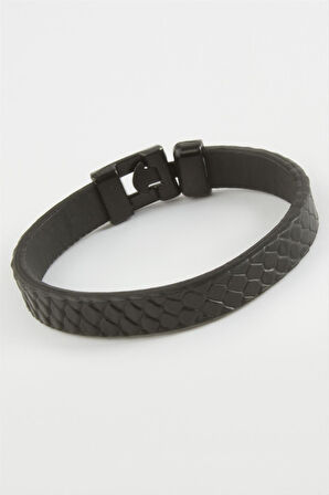 Siyah Renkli Kaliteli Suni Deri Bileklik