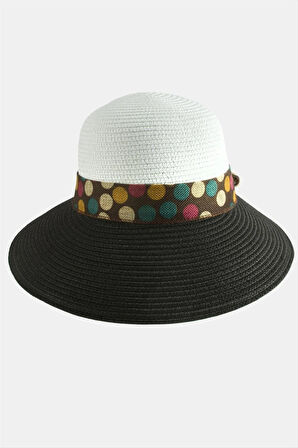 Benekli Fiyonglu Hasır Şapka