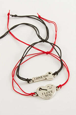 2 Adet Kalp Anahtar İp Bileklik