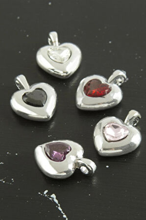 Kalp Zirkon Taşlı Tek Kulplu Aparat 1 Adet