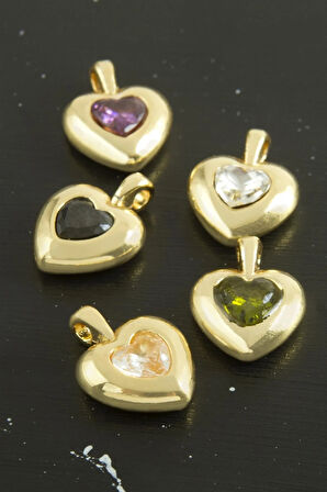 Kalp Zirkon Taşlı Tek Kulplu Aparat 1 Adet