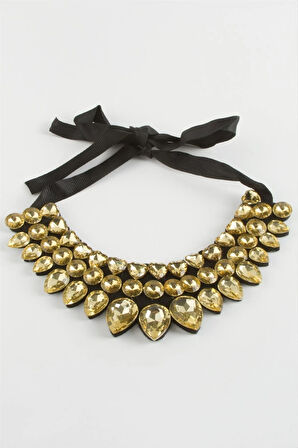 Oval Taşlı Yaka Kolye