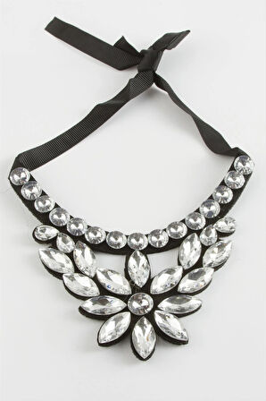 Çiçek Taşlı Yaka Kolye