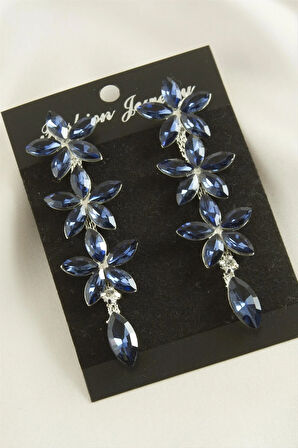 Papatya Kristal Taşlı Küpe