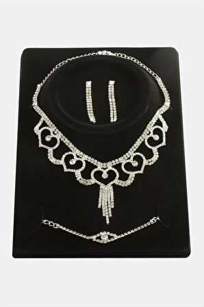 Kalp Taşlı Lüks Set Kolye
