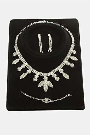 Yaprak Taşlı Lüks Set Kolye