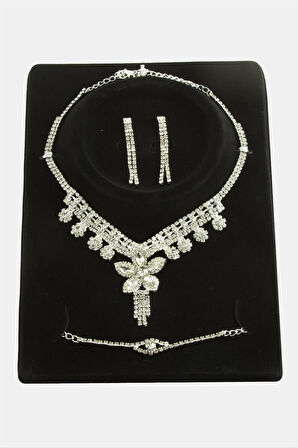 Çiçek Taşlı Lüks Set Kolye