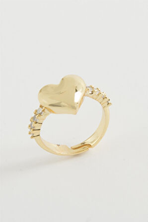 Kalp Taşlı Metal Yüzük