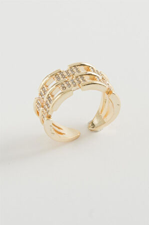 Zincir Şekilli Zirkon Taşlı Yüzük