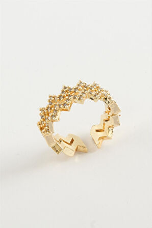 Zikzak Zirkon Taşlı Yüzük