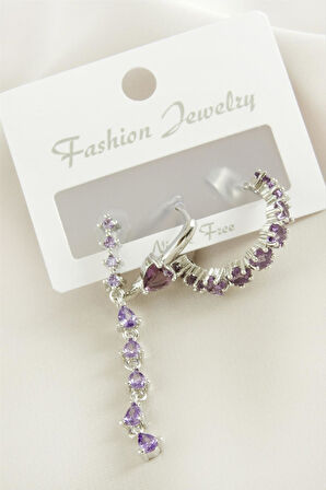 3 Adet Kalp Zirkon Taşlı Küpe