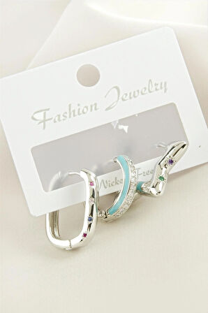 3 Adet Yıldız Zirkon Taşlı Küpe