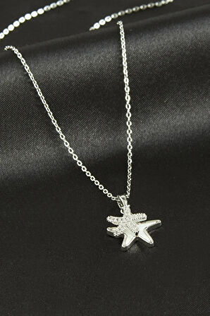 Yıldız Zirkon Taşlı Sedef Lüks Çelik Kolye