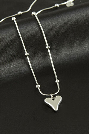 Kalp Lüks Çelik Kolye