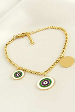 Nazar Taşlı Lüks Çelik Bileklik