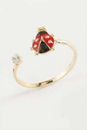 Uğur Böceği Mineli Taşlı Yüzük