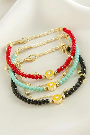 Papatya Zincir Kristal Bileklik