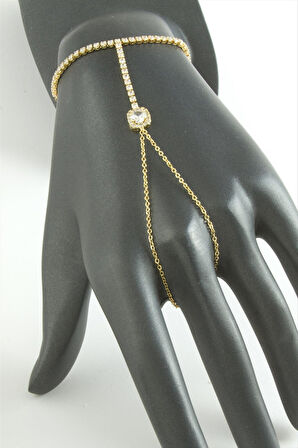 Kare Zirkon Taşlı Lüks Çelik Şahmeran