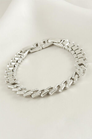 Xuping Zikzak Zirkon Taşlı Lüks Çelik Bileklik