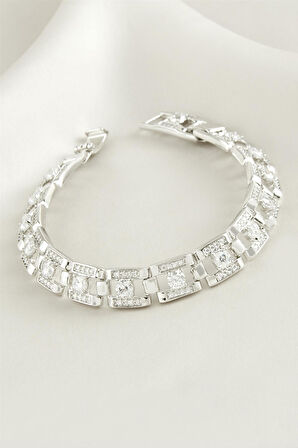 Xuping Kare Zirkon Taşlı Lüks Çelik Bileklik