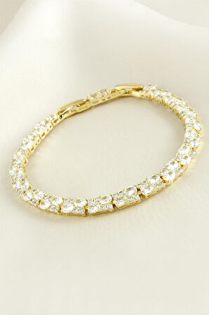 Xuping Dikdörtgen Zirkon Taşlı Lüks Çelik Bileklik