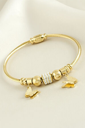 Kelebek Lüks Çelik Kelepçe Bileklik