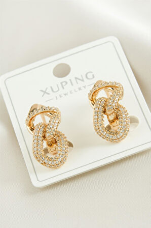 Xuping Zincir Zirkon Taşlı Lüks Çelik Küpe