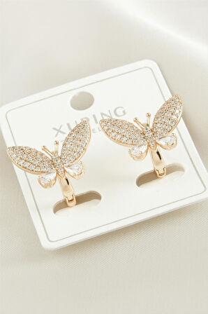 Xuping Kelebek Zirkon Taşlı Lüks Çelik Küpe