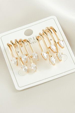 Xuping Üçgen Zirkon Taşlı Lüks Çelik Küpe