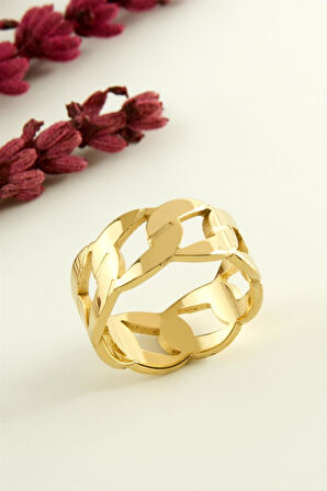 Zincir Şekilli Lüks Çelik Yüzük