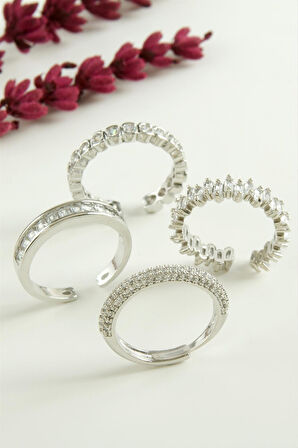 Karışık Lüks Baget Zirkon Taşlı Yüzük