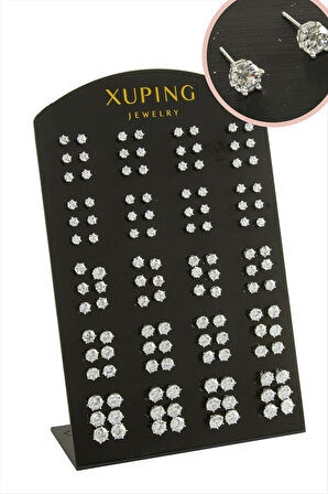 60 Çift Xuping Lüks Tektaş Çelik Küpe