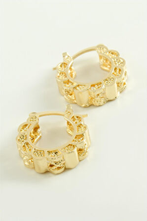 Çiçek Kilitli Halka Küpe