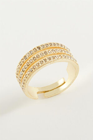 Üç Sıra Zirkon Taşlı Yüzük