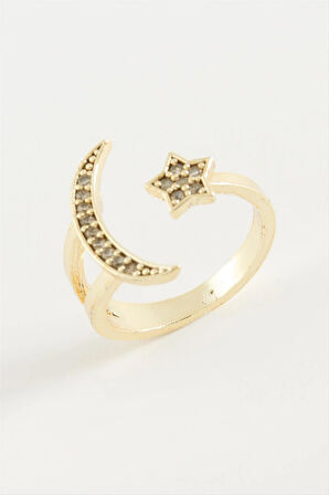 Ay Yıldız Zirkon Taşlı Yüzük