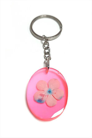 Kartopu Çiçeği Oval Epoksi Anahtarlık