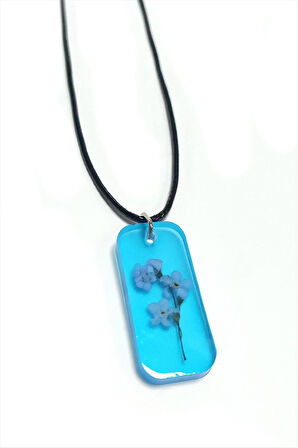 Unutmabeni Çiçeği Dikdörtgen Epoksi Kolye