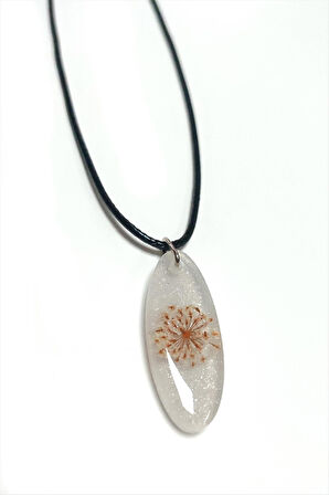 Sultanotu Çiçeği Oval Epoksi Kolye