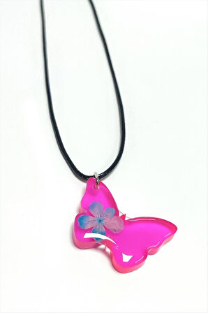 Kartopu Çiçeği Kelebek Epoksi Kolye