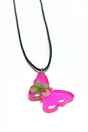 Kartopu Çiçeği Kelebek Epoksi Kolye