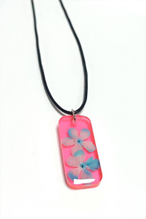 Kartopu Çiçeği Dikdörtgen Epoksi Kolye