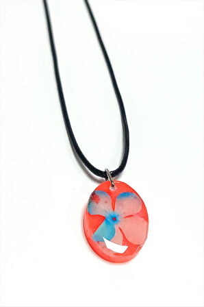 Kartopu Çiçeği Oval Epoksi Kolye