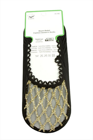 Çizgili Dantel Babet Çorap