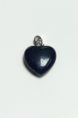 Lacivert Yıldız Kalpli Doğaltaş Kolye Ucu Küçük 1,5 cm